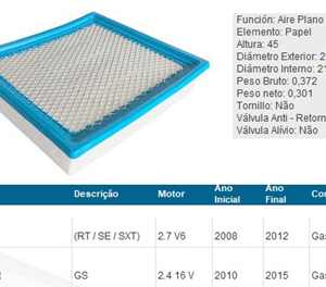 FILTRO AIRE DODGE V6/V8