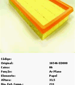 FILTRO DE AIRE NISSAN TIIDA 1.8 16V