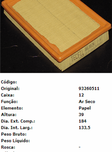 FILTRO DE AIRE CHEVROLET ONIX 1.4